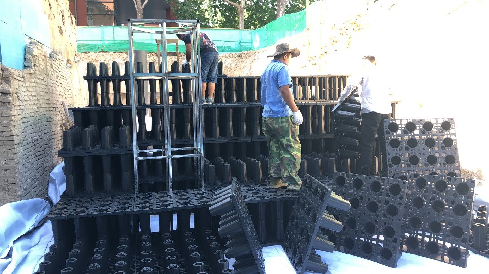 北京體育大學(xué)新建武術(shù)館360方雨水收集設(shè)備1號(hào)池完成2號(hào)池